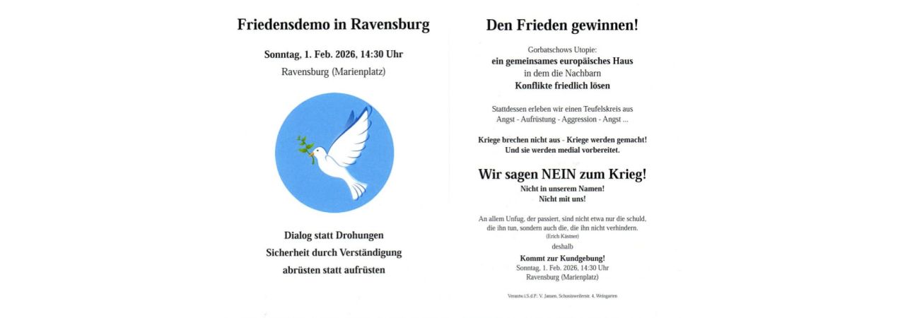 Für Diplomatie, Entspannung und eine sichere Zukunft.